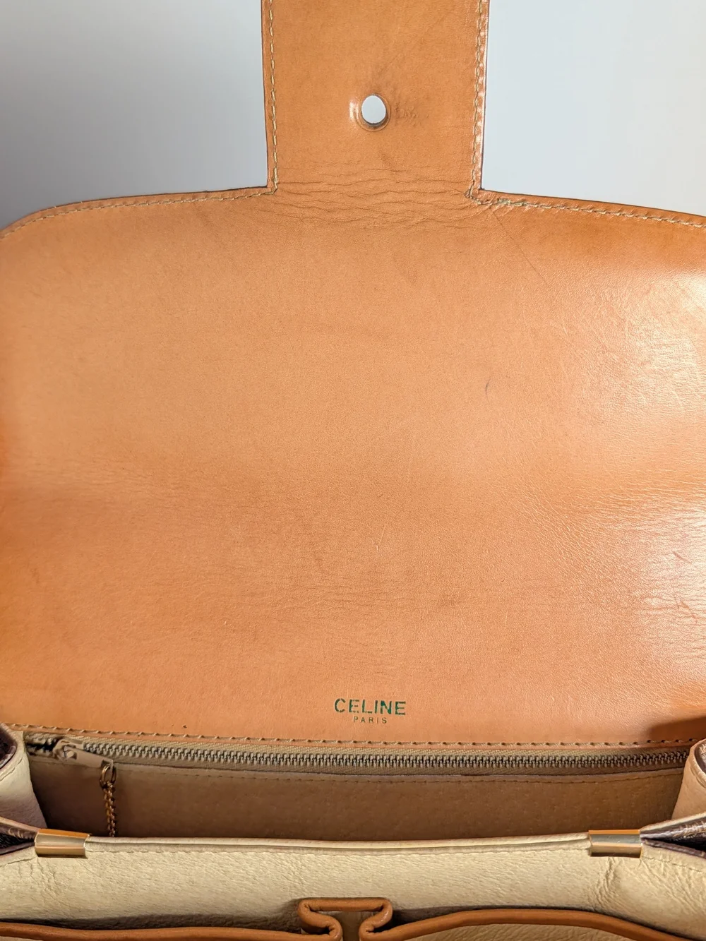 Authentic Vintage CELINE Macadam Crossbody/ Shoulder Bag Statement Gold Hardware